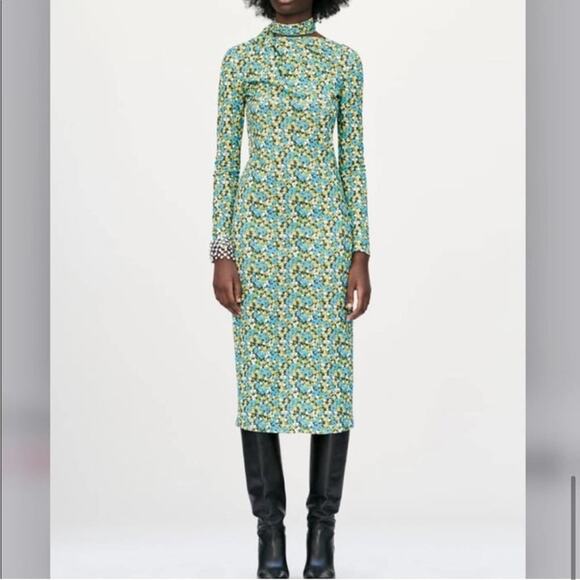 Zara Midi Floral Dress Size Medium - Picture 8 of 16